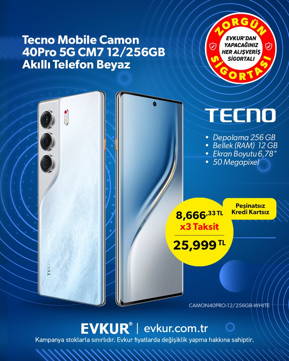 📱 Hız, güç ve şıklık bir arada!
Tecno Camon 40 Pro 5G ile farkı hisset.
12 GB RAM, 256 GB depolama, güçlü kamera ve modern tasarım 💫
Detaylar için hemen linke göz atın!👇
evkur.com.tr/tecno-mobile-c…
#Evkur #TecnoMobile #evkur #Camon40Pro #5G