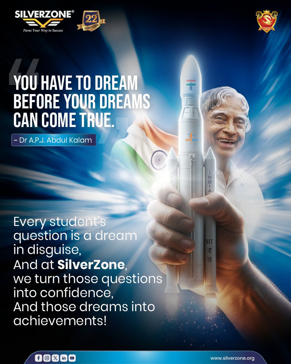 This World Students’ Day, we celebrate the dreamers of today —
who will become the leaders of tomorrow.

#WorldStudentsDay #APJAbdulKalam #KalamInspires #DreamBig #StudentPower #SilverZoneOlympiads #IgniteYoungMinds #FutureLeaders #LearningForLife