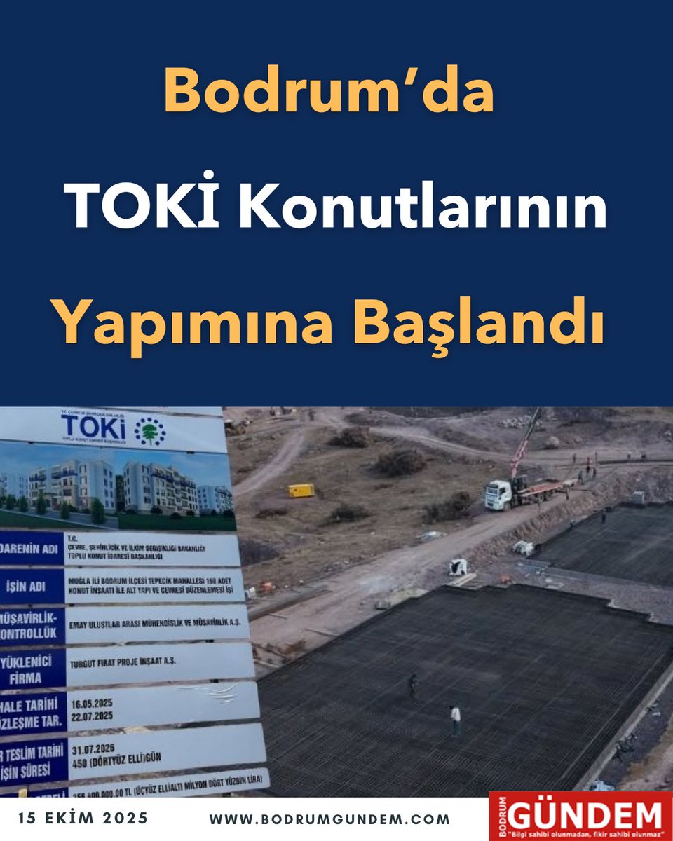 Bodrum’da TOKİ Konutlarının Yapımına Başlandı bodrumgundem.com/2025/10/15/bod…