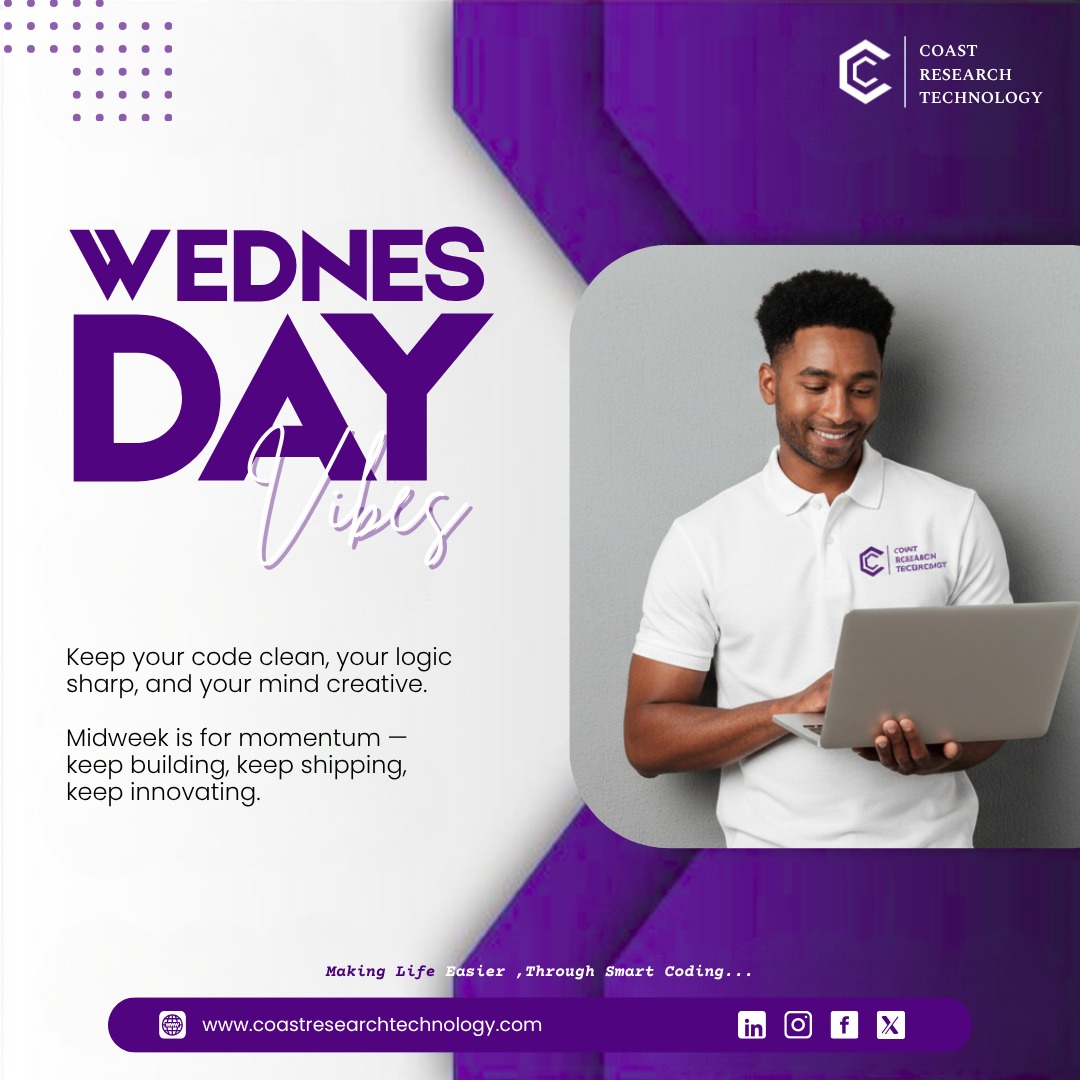 coast_research's tweet image. ⚙️ Midweek check-in, techies.

Keep your code clean, your focus sharp, and your coffee strong.

Wednesday isn’t for slowing down — it’s for debugging your week. 💻

#TechieWednesday #SmartCoding #Coastechy