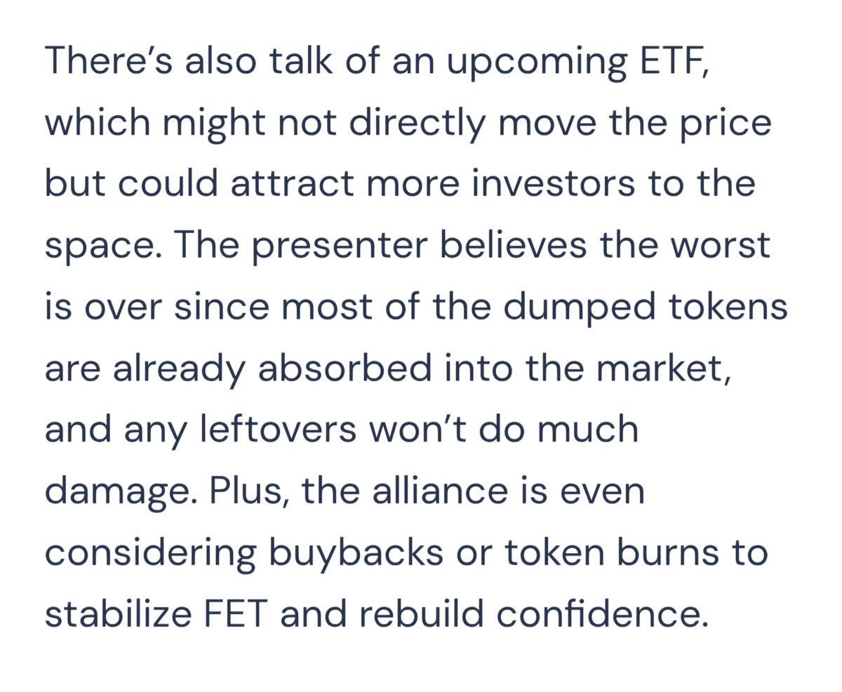 VDP_94's tweet image. FET-OCEAN 🔊

Media and press starts telling the truth.

Happy to read FET team is still building and finding solutions to recover the price. Burns will also be very positive once possible.

TRNR only bought 10% of the total $500M purchase of FET tokens.

Holders will win.

$FET