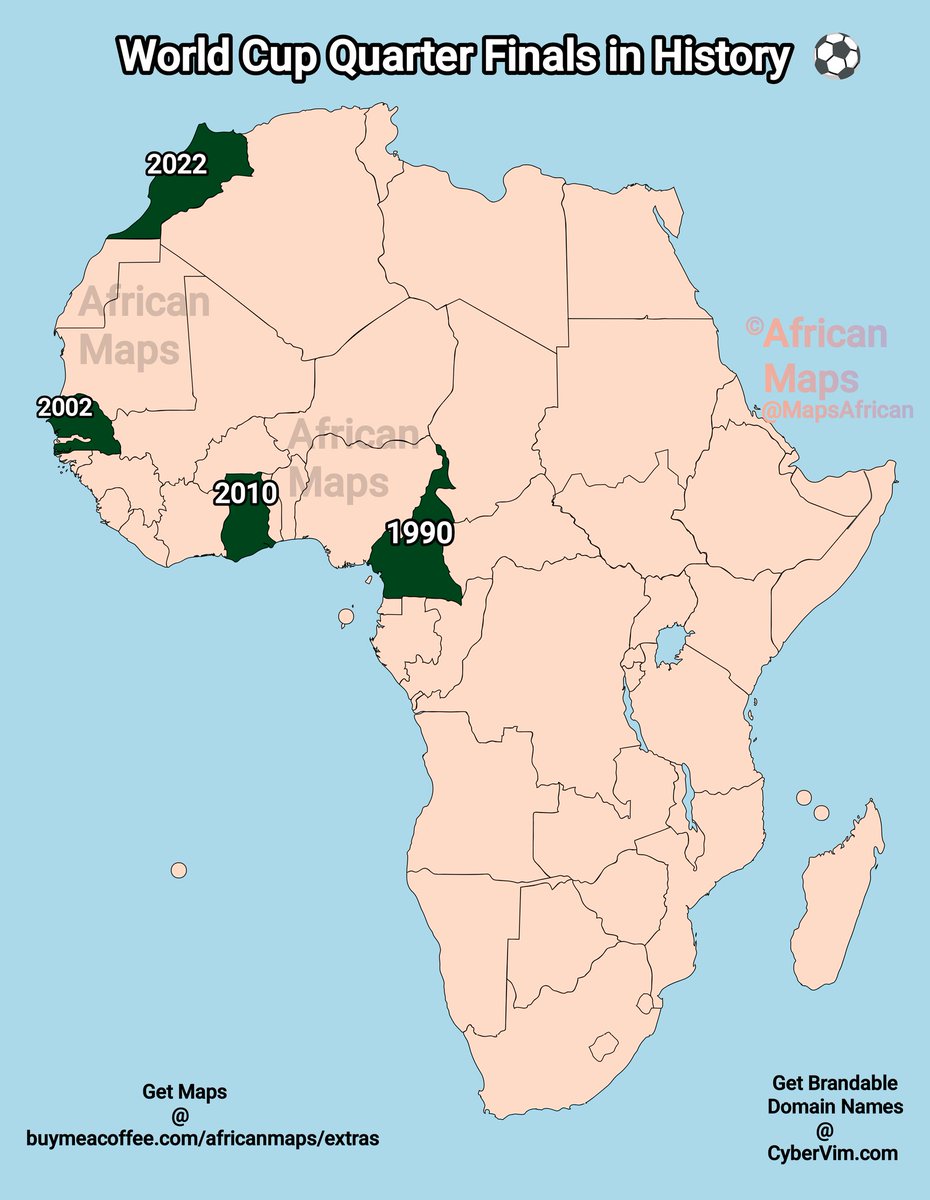 Only these four African countries have ever reached the FIFA World Cup quarter-finals.

#FIFAWorldCup