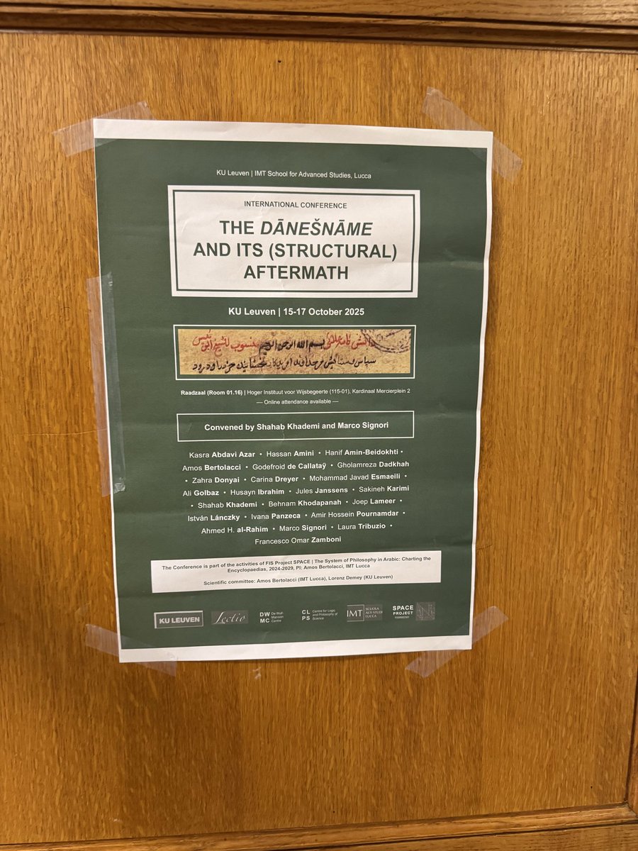 PhiBorUnit's tweet photo. We just kicked off our international conference on The Dānešnāme and It’s Structural Aftermath at KU Leuven, co-sponsored by FIS Project SPACE. You can also join us online (links below) to learn about exciting new research about Avicenna’s Persian production and its legacy https://t.co/9HMBgbcnv8