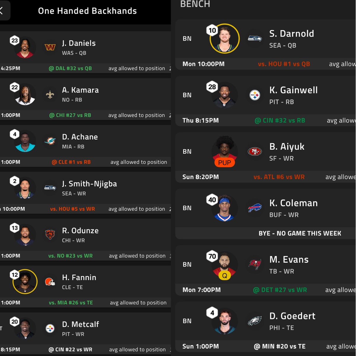 jstroble4's tweet photo. @NFLFantasy Does this trade improve both teams? https://t.co/0CxhyE9uxy