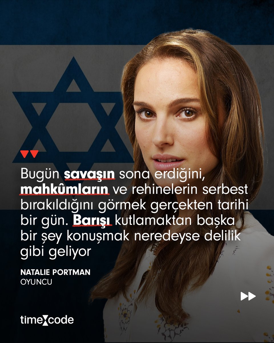 Timecodegzt's tweet image. İsrail doğumlu Amerikalı oyuncu Natalie Portman, geçtiğimiz günlerde imzalanan ateşkes anlaşmasıyla ilgili açıklamalarda bulundu, kullandığı ifadelerde, İsrail’in politikalarını aklayan tanımlamalara yer verdi.
Açıklamanın gerçeğe uygun halini bir sonraki sayfada derledik👉🏻