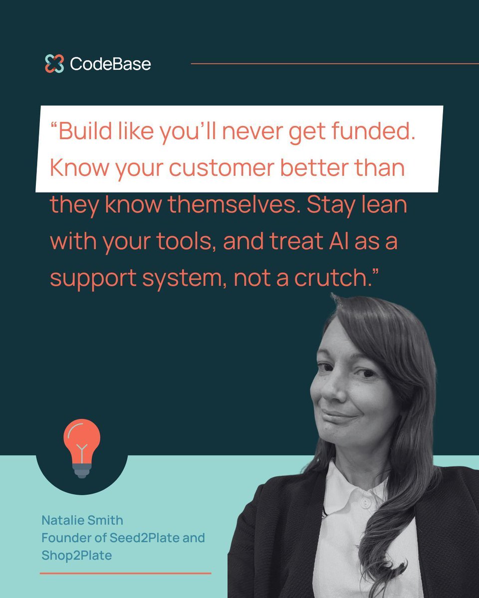 CodeBaseTech's tweet image. Natalie Smith is turning food waste into innovation. From the Highlands, she built Seed2Plate and Shop2Plate, tech that helps people eat smarter and waste less.
Her advice for founders? Read full case study to find out: thisiscodebase.com/case-studies/g…