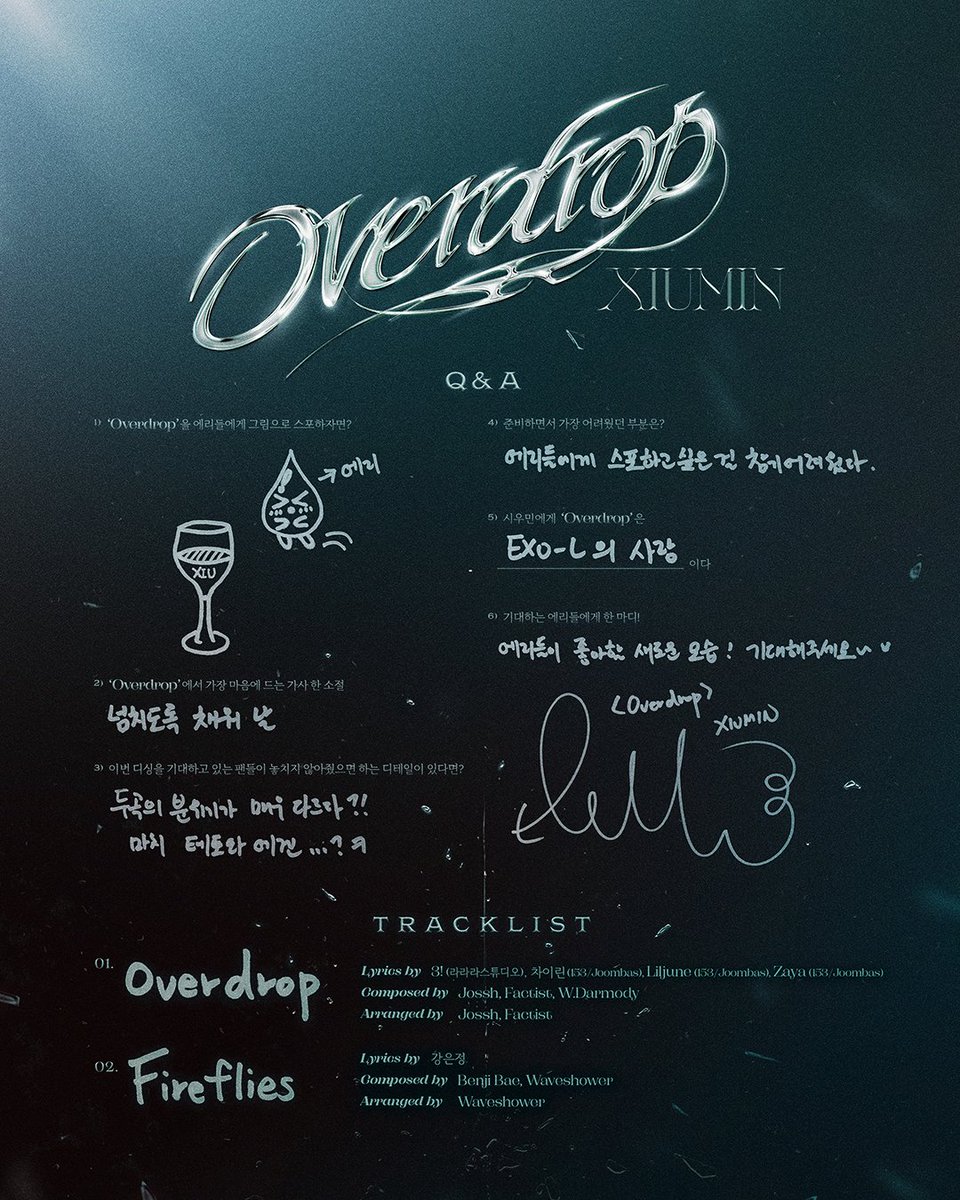시우민 (XIUMIN)
'Overdrop - Digital Single'
Keyword Interview 

2025.10.20 6PM (KST)

#시우민 #XIUMIN #Overdrop