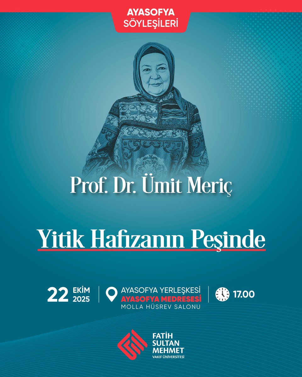Ayasofya Söyleşileri’nde Anlamlı Buluşma

Üniversitemiz tarafından düzenlenen Ayasofya Söyleşileri kapsamında, Sosyolog ve Yazar Prof. Dr. Ümit Meriç, “Yitik Hafızanın Peşinde” başlıklı programda dinleyicilerle bir araya geliyor.

Ayasofya Yerleşkemizde gerçekleşecek bu özel