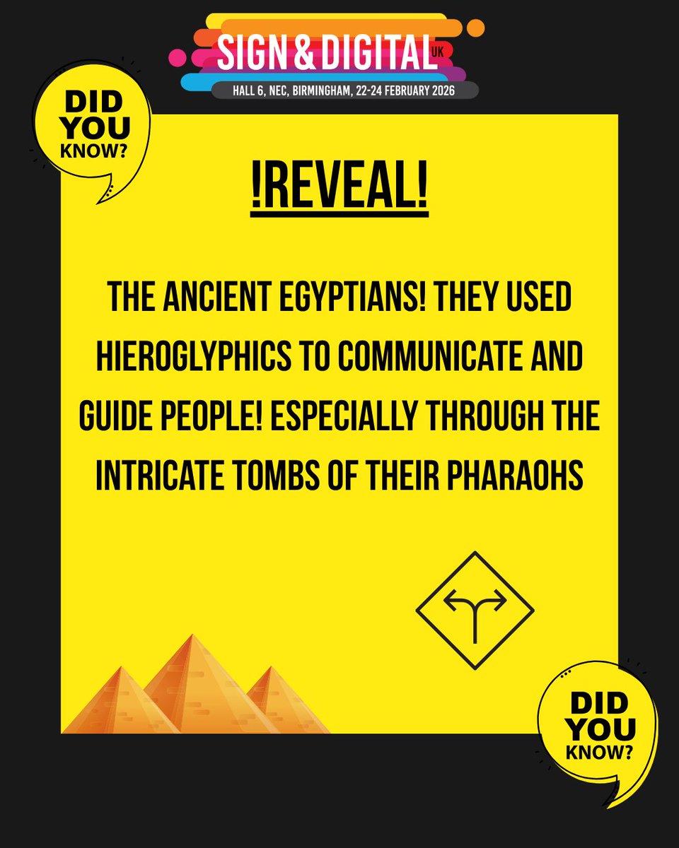 Signanddigital's tweet image. 🗺️ Signs of the times revealed! 🗺️

Did you crack the ancient code? Let us know your exciting sign history fact below.⬇️💫

#signanddigital #signanddigitaluk2026 #SDUK2026 #funfactfriday