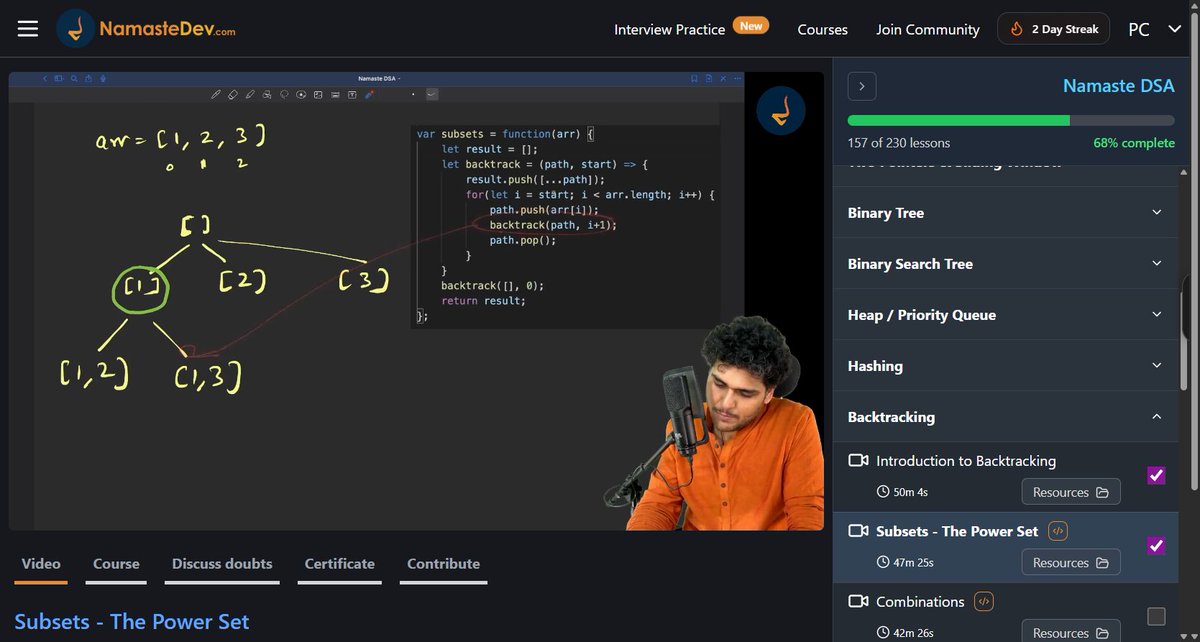 1amWaziR's tweet image. 🚀 Day 119 #200DaysOfDSA
Focused on Backtracking, recursion flow & state space tree
Solved:
✔️ 78. Subsets
- used Backtracking to generate all combinations
Focus: combinatorial problems & consistency
Big thanks to @akshaymarch7
#DSA #JavaScript #ProblemSolving #Backtracking