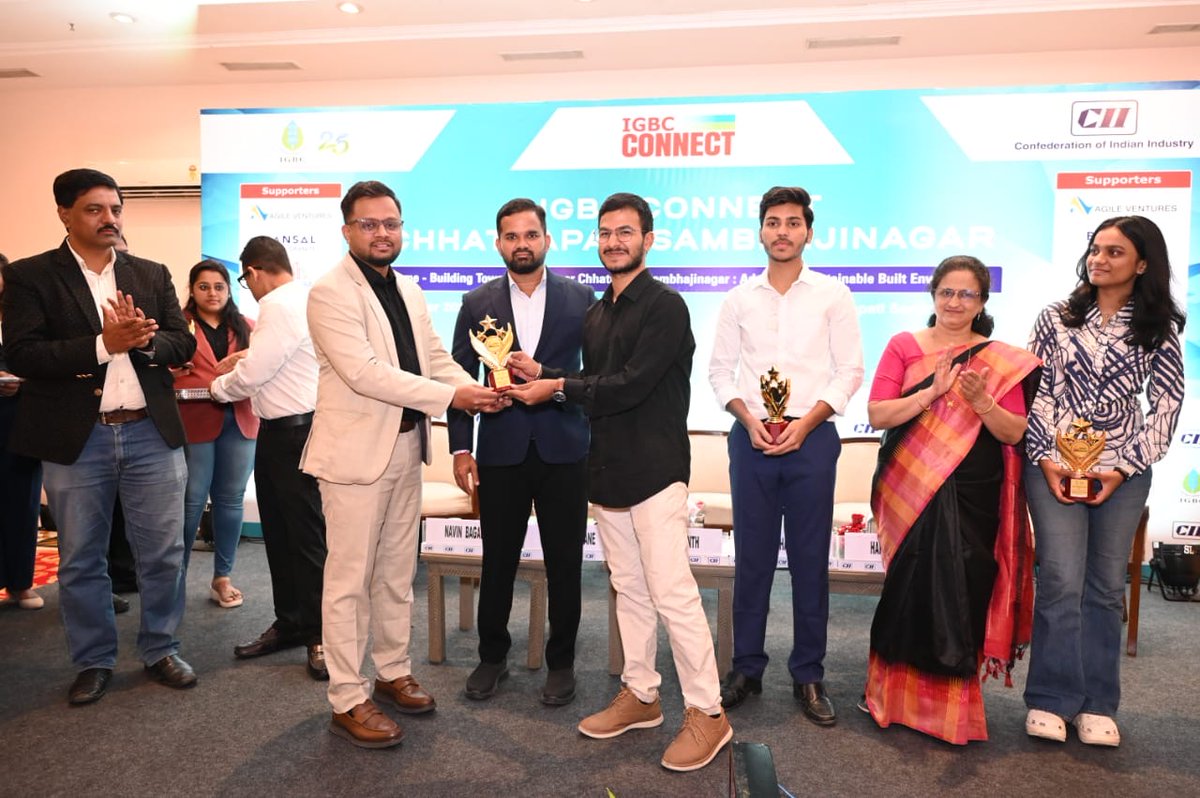 MIT_Updates's tweet image. Our students were felicitated at the IGBC-CII Program held at Hotel Taj Gateway, Chhatrapati Sambhajinagar, last evening for developing the innovative “IGBC Next” web application — a digital platform designed to streamline Green Building Certification. #MIT_CSN #IGBC #CII #SDGs
