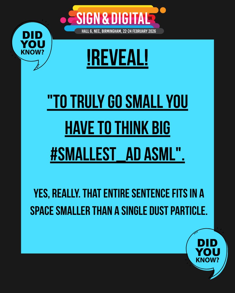 Signanddigital's tweet image. 🎙💫 The answer to the smallest sign is here!💫🎙

Was your guess close to being right? Let us know in the comments. 😏

#signanddigital #signanddigitaluk2026 #sduk2026
#FunFactFriday
