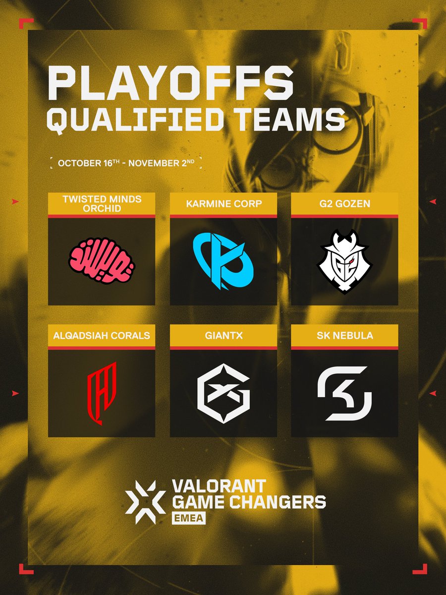 Say hello to our #VCTGameChangers EMEA Playoffs teams! 👋

Follow their journeys starting tomorrow at 17:00 on the VALORANT_EMEA Twitch channel!