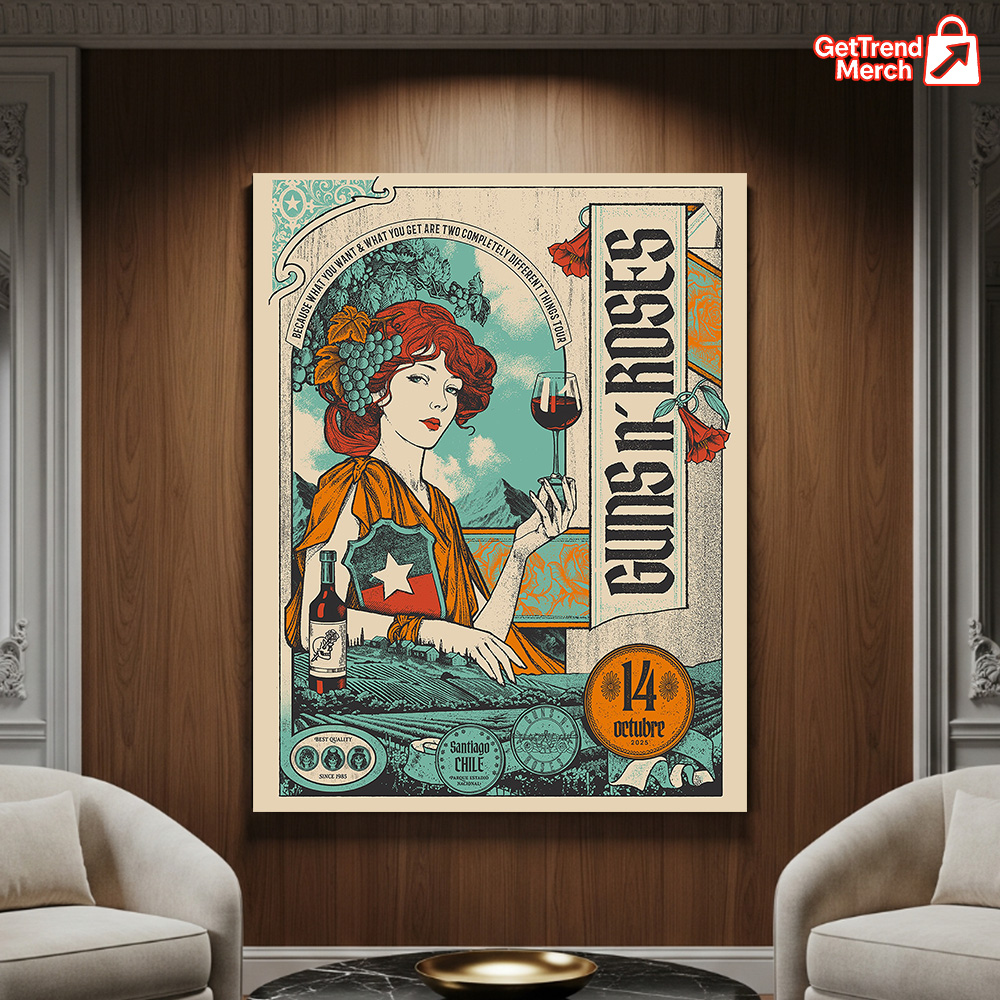 Jevya_official's tweet photo. 🍷🌹 GNR Santiago 2025 — Parque Estadio Nacional
Limited Edition Poster Canvas → https://t.co/MgzqOcbNj5
#GunsNRoses #Santiago2025 #RockArt #PosterCanvas #GetTrendMerch https://t.co/ZF4Abgn857