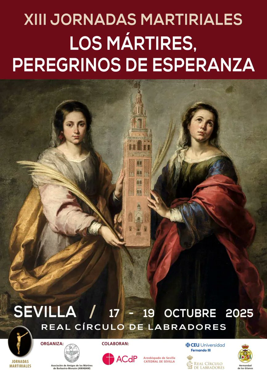 ➡️Sevilla acogerá las XIII Jornadas Martiriales del 17 al 19 de octubre.
📌 Real Círculo de Labradores de Sevilla (<a href="/RCLabradores/">Real Círculo de Labradores de Sevilla</a> )

archisevilla.org/sevilla-acoger…