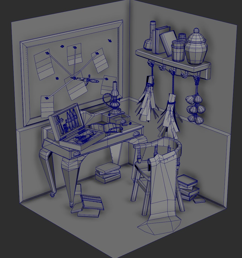 nuclearcinnabon's tweet image. just a small scene I started yesterday 🦇 a vampire hunter’s workspace in victorian style.