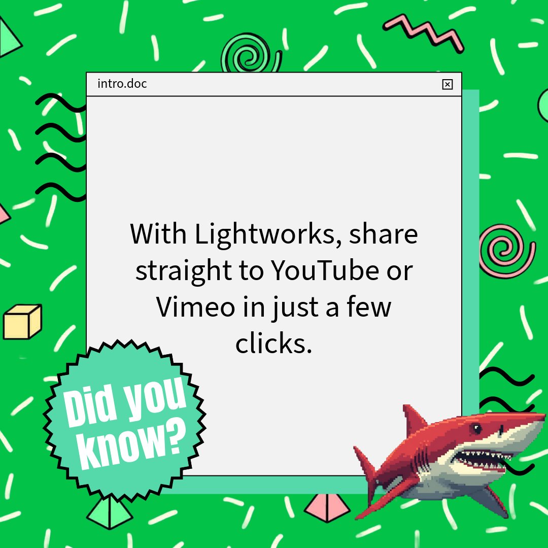 WeAreLWKS's tweet photo. Edit. Export. Impress. ๐ Share your story on YouTube or Vimeo in one click with Lightworks.
Give it a go: https://t.co/drvYedHV02
#LightworksSoftware #VideoEditingMadeEasy #ShareYourStory https://t.co/dOdkaOnjSR