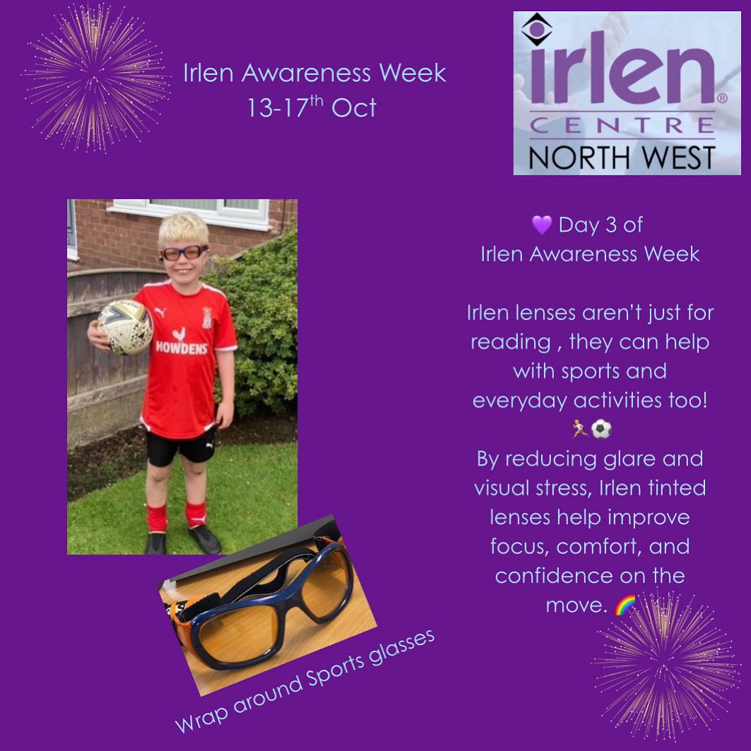 WoodbridgeSEND's tweet image. 💜 Day 3 of #IrlenAwarenessWeek

Irlen lenses aren’t just for reading, they can help with sports and daily life too ⚽ By cutting glare and visual stress, they boost focus, comfort, and confidence on the move.

 #VisualStress #IrlenAwareness @woodbridgetrust @irleninternational