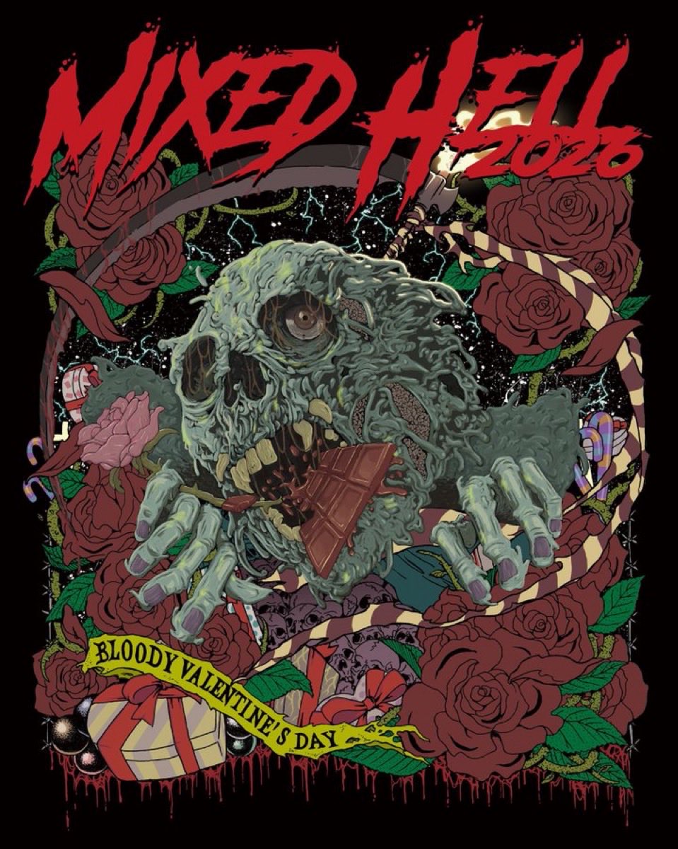 headbangHOE's tweet image. ／
超多種多様なメタル系フェス
😈MIXED HELL 2026🤘
（2026年2月14日〈土〉開催）
＼

📣出演アーティストの虫食い第5弾……虫食い最後の発表です🐛

※1番上の4文字がヘッドライナーです。

そして、10月18日（土）18:00に出演者発表と同時に先行受付［抽選］をスタートします❗️