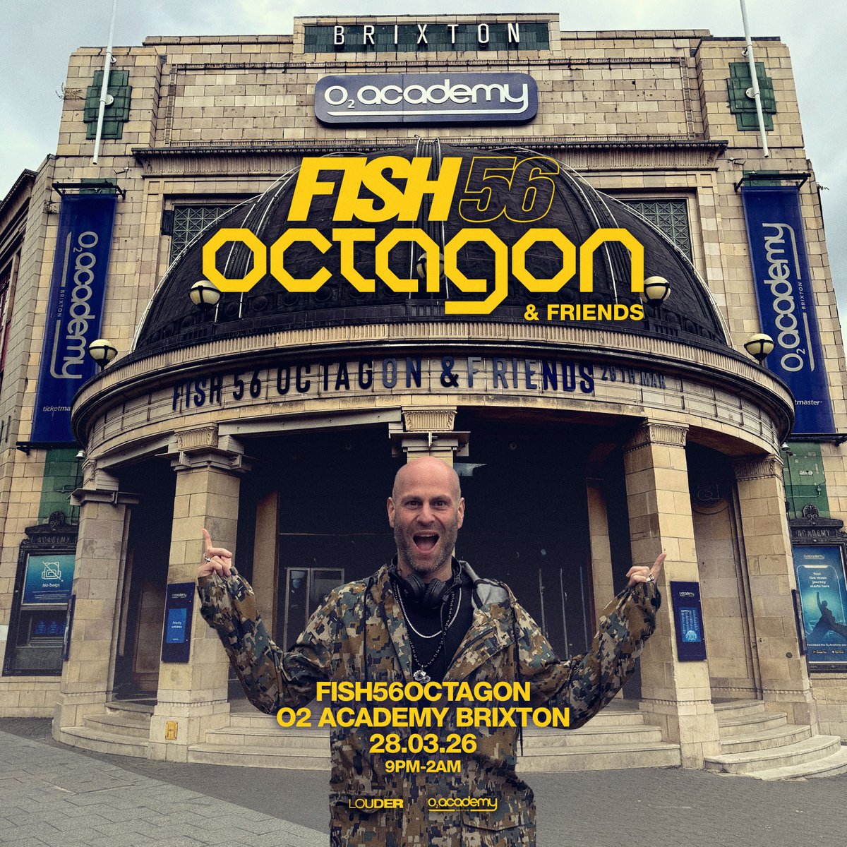 O2AcademyBrix's tweet image. London's favourite rave historian #Fish56Octagon is bringing 'FISH56OCTAGON & FRIENDS' to South London on Sat 28 Mar for an unmissable night.
Priority Tickets on sale NOW 👉 academymusicgroup.com/o2academybrixt… #O2Priority