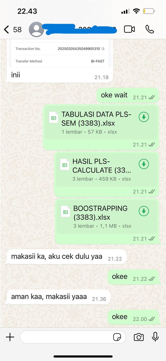 JokiDataSkripsi's tweet image. Testimoni:
" Joki Manip Data PLS SEM Melalui Smart PLS "
Buruan yuk joki tugas disini🤗📷
• Joki SPSS
• Joki Olah data
• Joki Skripsi
• Joki Tugas Kuliah
• Statistik
• Karya Tulis (Essay, Jurnal, dll)
• Manipulasi / Perbaikan Data
• Tugas Teknik Industri
• Joki PPT…