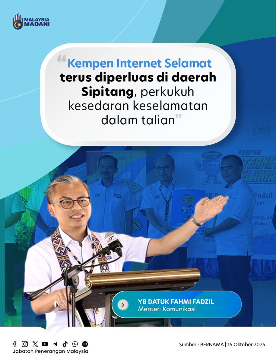 Internet Selamat, Generasi Hebat! 🌟👩‍💻

🔹 Program anjuran MCMC di bawah Kempen Internet Selamat diperluas ke Sipitang 📍
🔹 Disertai 90 murid SK Sindumin, Tahun 4–6 🧒👧
🔹 Langkah penting bentuk generasi celik digital &amp; beretika! 🌐✨