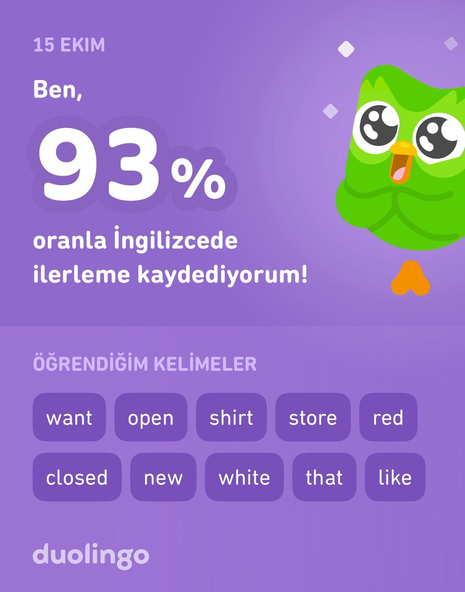 Duolingo'da İngilizce öğreniyorum! Duolingo hem etkili hem eğlenceli hem de ücretsiz.