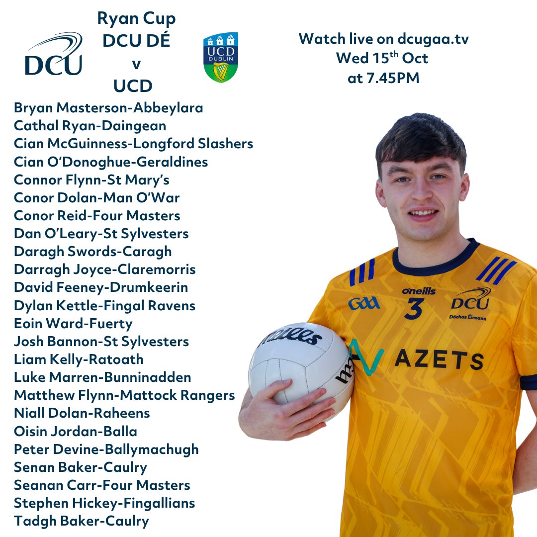 Check out our Sigerson Footballers as they play <a href="/UCDGAA/">UCD GAA CLUB</a> in the opening round of the Ryan Cup tonight live on dcugaa.tv 

Sign up and watch at link to stream here dcugaa.tv/game/dcu-senio…