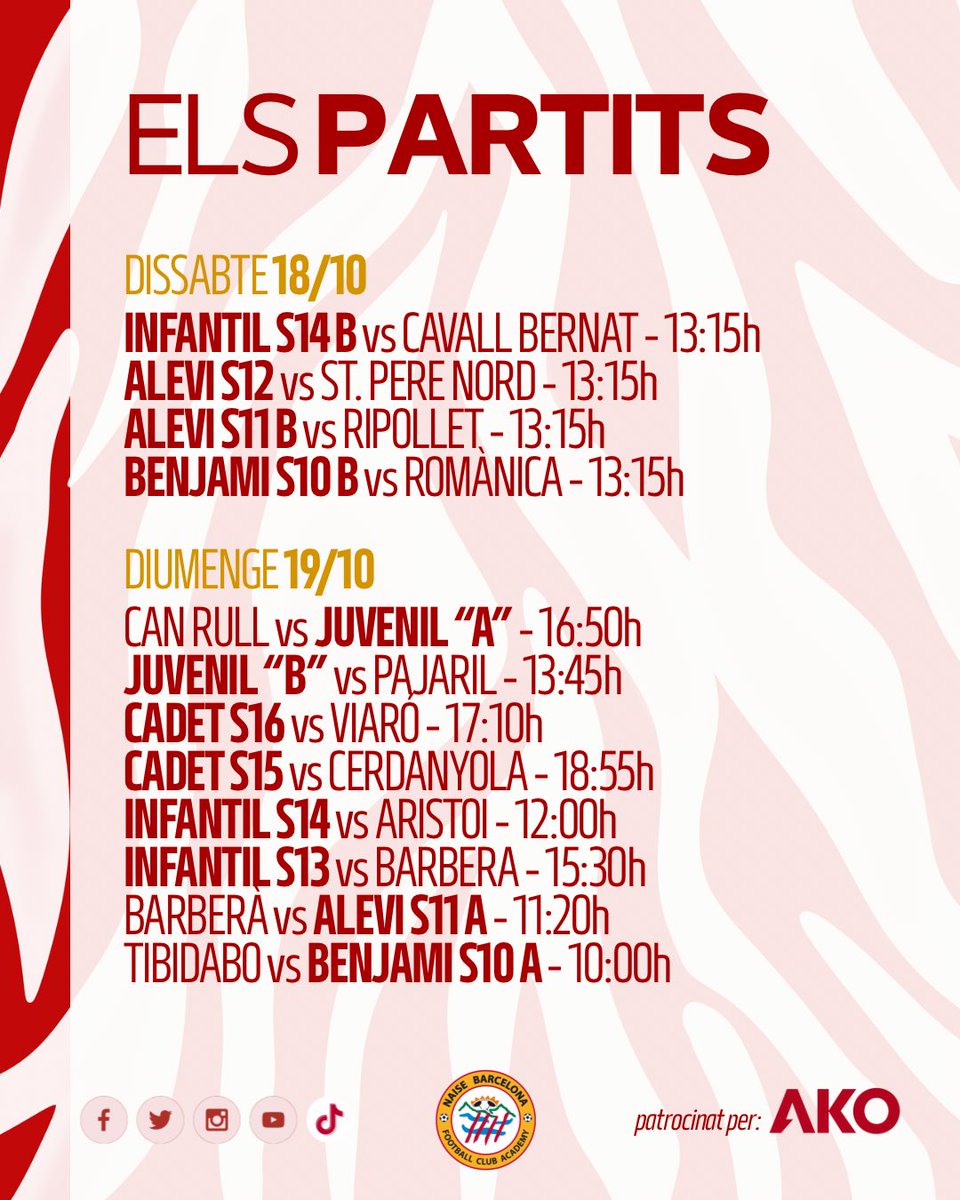 NAISEFC's tweet photo. ⚽️ Setmana a setmana!
Però abans hi ha els entrenaments, valorem el camí, el dia a dia. Som-hi equips! 🔴⚽️
#NAISE #AKO https://t.co/15tHrc55go