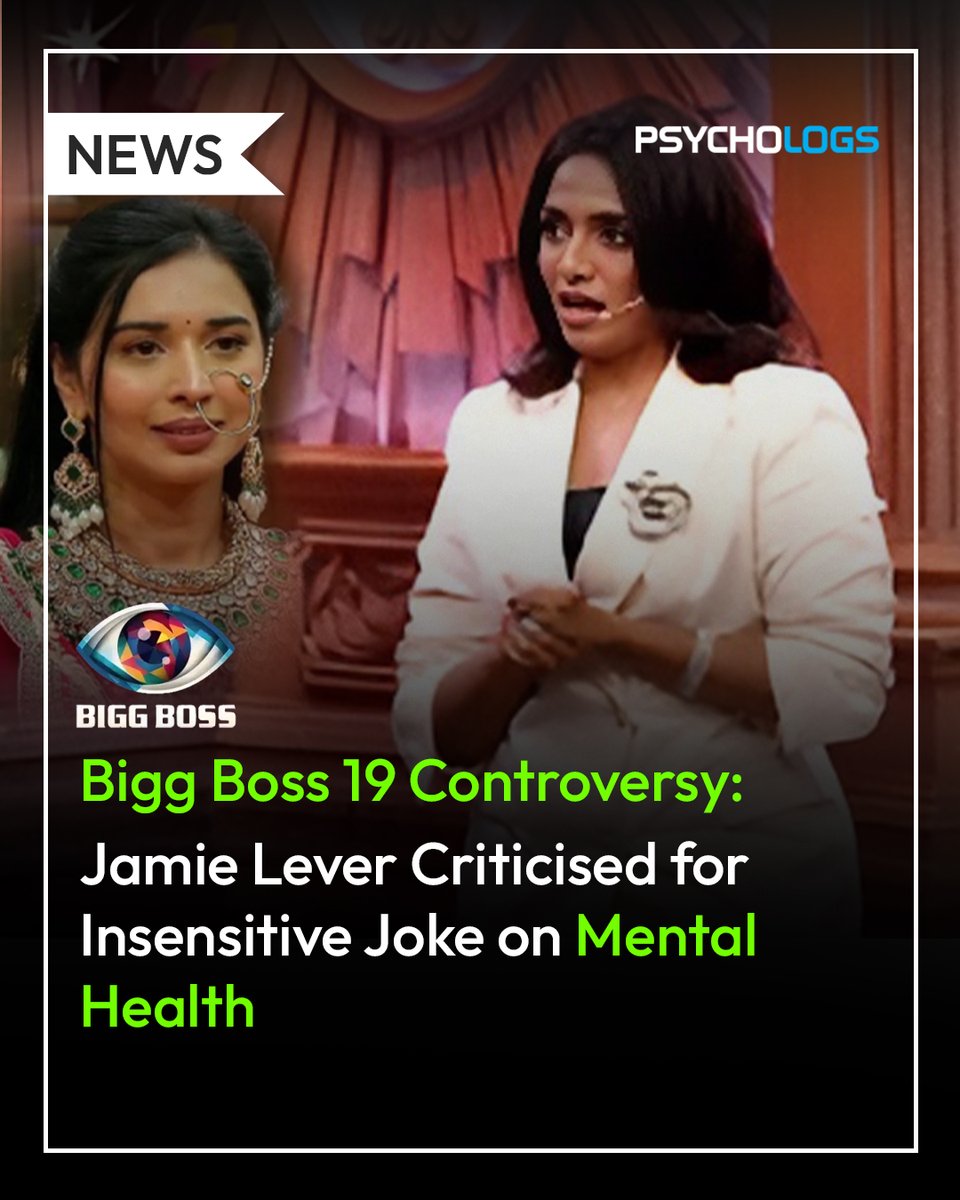 PsychologsIndia's tweet photo. When Comedy Crosses the Line: Jamie Lever’s recent joke on Bigg Boss 19 has sparked a nationwide debate on sensitivity in humour. Mental health is not a punchline
https://t.co/UehL8eiaJO
#BiggBoss19 #JamieLeverControversy #MentalHealthMatters #MindfulComedy #ResponsibleHumour https://t.co/f5doajasWL