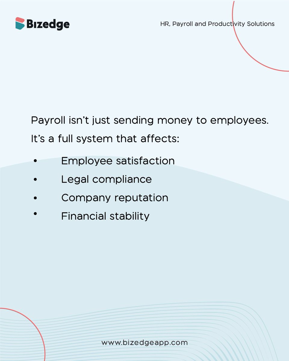 BizEdgeapp's tweet image. Payroll is more than just payday. It’s structure. It’s compliance. It’s trust.
When you get it right, your team thrives.
Let BizEdge simplify it for you. Signup now!

#payrollmatters #hrsimplified #bizedgehr #businesstips #smartpayroll #hrforgrowth