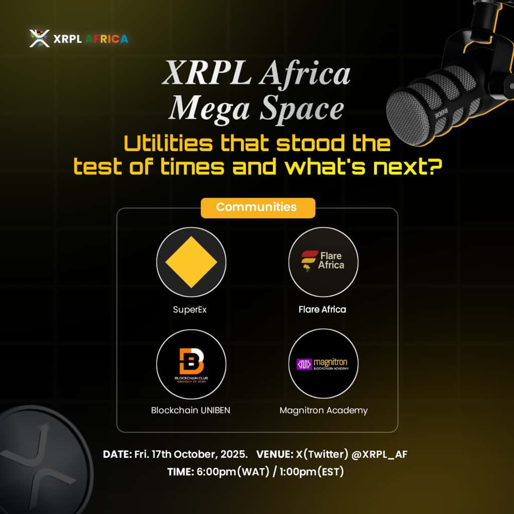 Communities that'll be joining us at the XRPL Africa Mega Space. 

Set a reminder if you haven't, and do NOT miss this.