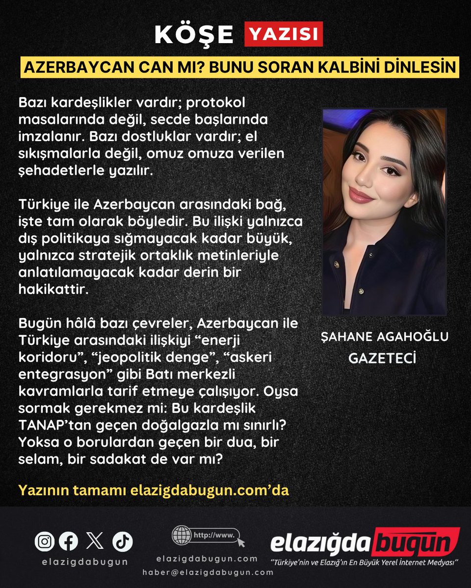 Yazarımız, Şahane Agahoğlu'nun yorumuyla...
elazigdabugun.com/kose_yazisi_de…
