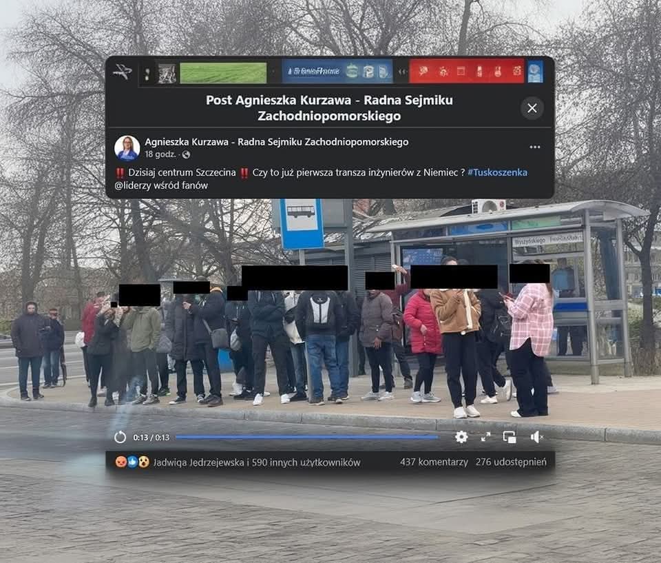 OmzRi's tweet photo. BĘDZIE ŚLEDZTWO W SPRAWIE KAROLA NAWROCKIEGO I PISOWSKIEJ RADNEJ AGNIESZKI KURZAWY❗

Sąd Rejonowy w Szczecinie uwzględnił nasze zażalenie i nakazał prowadzenie śledztwa. 

Karol Nawrocki i szczecińska radna Agnieszka Kurzawa rozpowszechniali rasistowskie treści, będące skrajną manipulacją. 

Kurzawa zamieściła zdjęcie, na którym widać czarnoskóre osoby i podpisała je informując, że są to nielegalni migranci. 

TO KŁAMSTWO❗

Okazało się, że wszystkie osoby widoczne na zdjęciu to legalnie zatrudnieni pracownicy, posiadający zezwolenia na pobyt i pracę w Polsce i płacący w naszym kraju podatki. 

KAROL NAWROCKI SZCZUJE JAK RASISTA❗

Chwilę później do radnej dołączył prezes IPN Karol Nawrocki nagrał spot wyborczy o rasistowskim przesłaniu. 

Nawrocki również kłamał, że na przystanku stoją nielegalni migranci. Robił to by wywoływać nienawiść Polaków do osób o innym kolorze skóry.

Nawrockiemu pomagał szef jego sztabu wyborczego, Paweł Szefernaker. W innym postępowaniu jest już oskarżony o rozpowszechnianie treści rasistowskich w jednej z poprzednich  kampanii wyborczych.

ZAWIADOMILIŚMY PROKURATURĘ W SZCZECINIE❗

Nasz Ośrodek złożył  zawiadomienie o popełnieniu przestępstwa przez całą trójkę, czyli Karola Nawrockiego, Agnieszkę Kurzawę i Pawła Szefernakera. 

Naszym zdaniem wskazane osoby mogły dopuścić się propagowania rasizmu wobec osób o odmiennym pochodzeniu etnicznym. Chodzi o art. 256 kk, za naruszenie którego grozi kara do trzech lat bezwzględnego pozbawienia wolności. 

_____
Wspieraj nas. 

Ścigamy rasistów, homofobów, faszystów, ksenofobów. Bez żadnego wsparcia państwa, bez unijnych dotacji. Jedynym źródłem finansowania działań Ośrodka są dobrowolne darowizny naszych zwolenników.

Wspieraj nas:
PayPal i karta płatnicza: https://t.co/UoCbYqT979
zbiórka: https://t.co/xTFhjOmyqo

Dane do przelewu:
nr konta 19 2490 0005 0000 4520 8435 8540
Ośrodek Monitorowania Zachowań Rasistowskich i Ksenofobicznych
Plac Dąbrowskiego 5
00-057 Warszawa
tytuł : "darowizna na działalność statutową"
IBAN : PL19249000050000452084358540
SWIFT: ALBPPLPW

Uruchomiliśmy nasz profil na portalu Patronite, będziemy zobowiązani jeśli zdecydujecie się Państwo zostać naszymi patronami:
https://t.co/mDBDrRpCHD