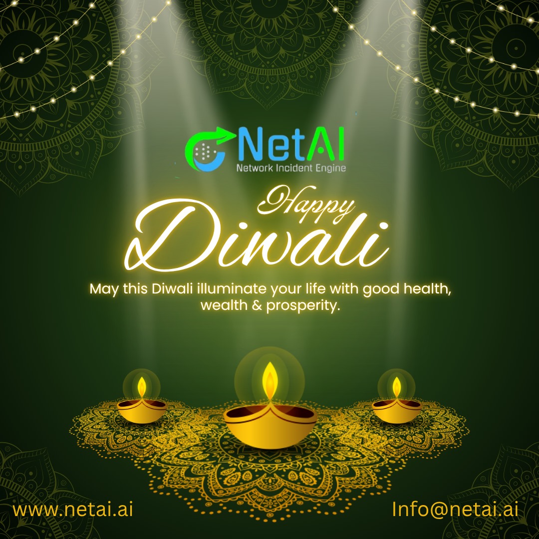 NetAI_ai's tweet image. 🎆 Happy Diwali! Wishing you success, light, and innovation. NetAI NMS keeps your network bright, secure, and always connected for uninterrupted business growth. 💡 netai.ai
