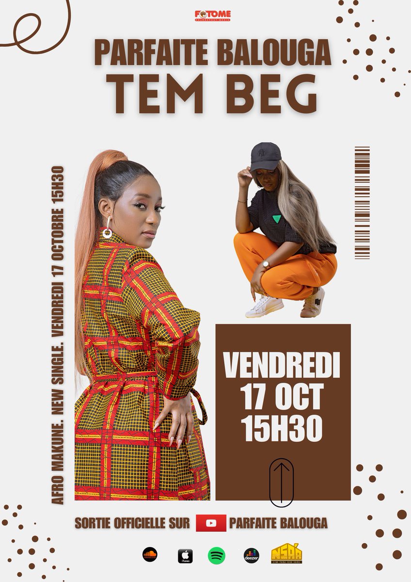 FourretoutM's tweet photo. 🎊🎊 EXCLUSIVITE 💫
La version audio de notre single Afro Makunè "TEM BEG" est  disponible sur ma chaîne YouTube dès ce vendredi à 15h30.⏱️
Dégustez en attendant le clip officiel. 💃🏽🕺🏼
Abonnez - vous massivement sur la chaîne et partagez le lien https://t.co/q60XH9BHFD https://t.co/CvFmWewik3