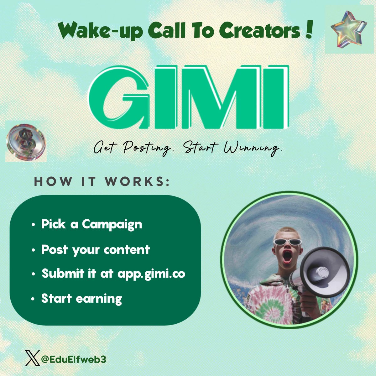 Young_mike the poised (@eduelfweb3) on Twitter photo Hey creators 👋
Real talk! why post for free when you can actually get paid for it? 
That’s what GIMI is all about 👇
You just:
1️⃣ Pick a campaign
2️⃣ Post your content
3️⃣ Submit it at app.gimi.co
4️⃣ And boom, you start earning ⚡
No brand deals, no waitin' Hey creators 👋
Real talk! why post for free when you can actually get paid for it? 
That’s what GIMI is all about 👇
You just:
1️⃣ Pick a campaign
2️⃣ Post your content
3️⃣ Submit it at app.gimi.co
4️⃣ And boom, you start earning ⚡
No brand deals, no waitin'