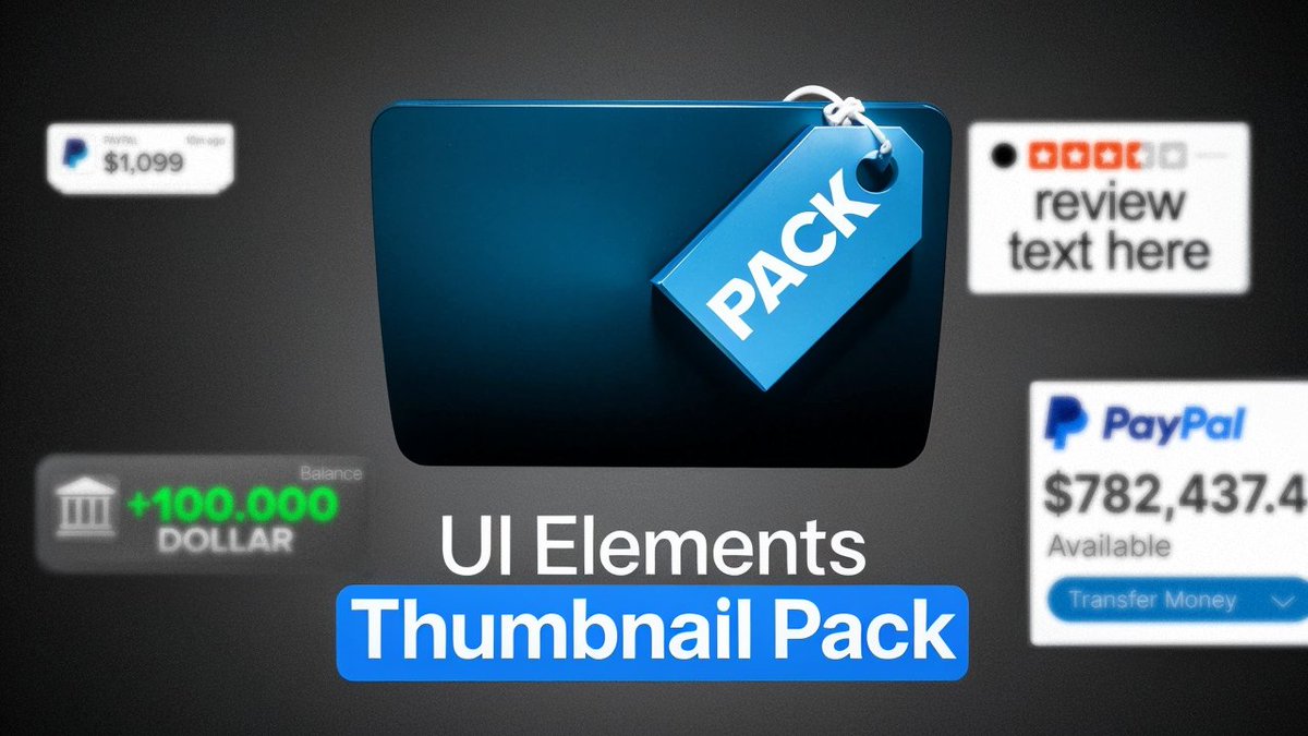 Vadym_design's tweet image. I made a Thumbnail Pack
that includes UI elements.
To get the pack link:
Like ❤️
Retweet 🍀
Comment "UI"
You must follow me so I can send you the link.
#thumbnaildesign #thumbnail #design #designer #pack #designpack