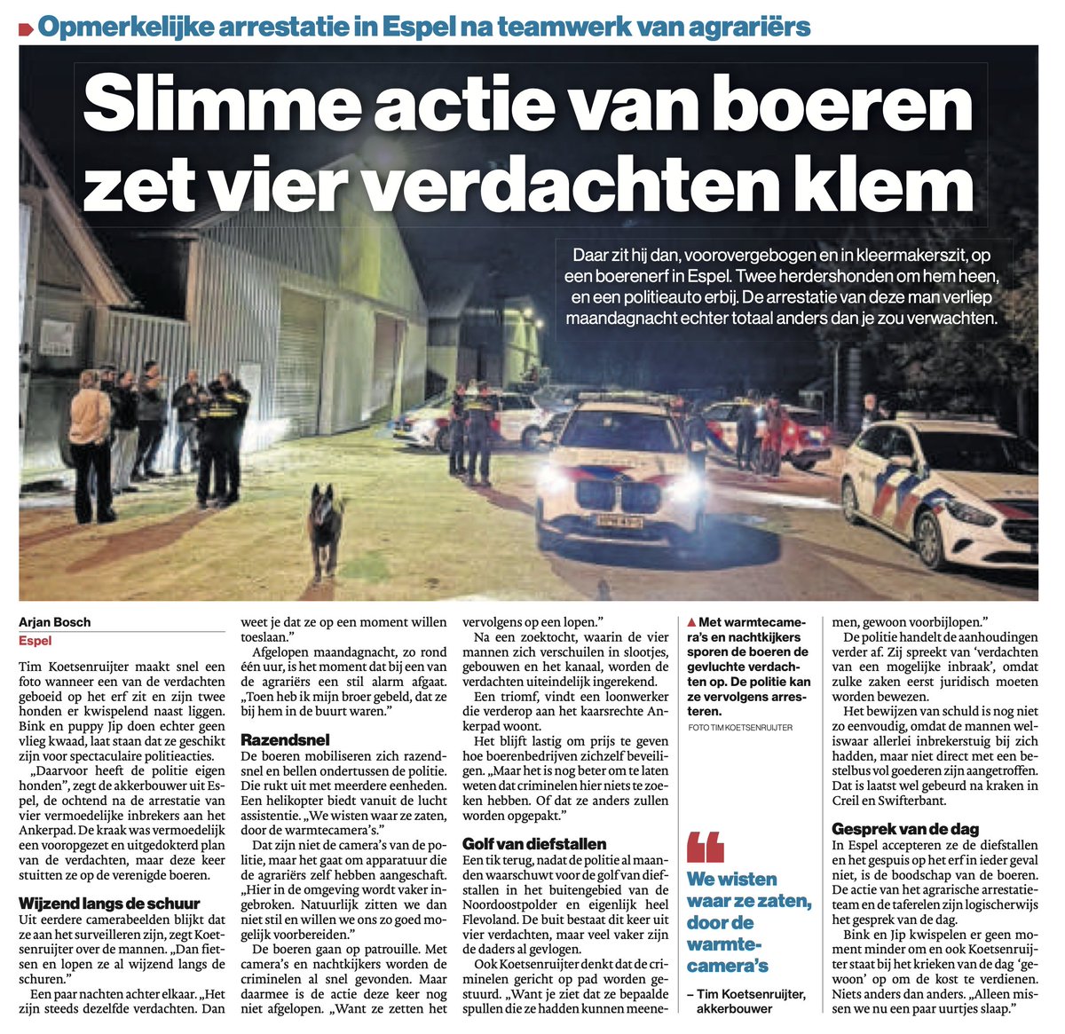 Vier verdachten opgepakt na poging tot inbraak in Espel