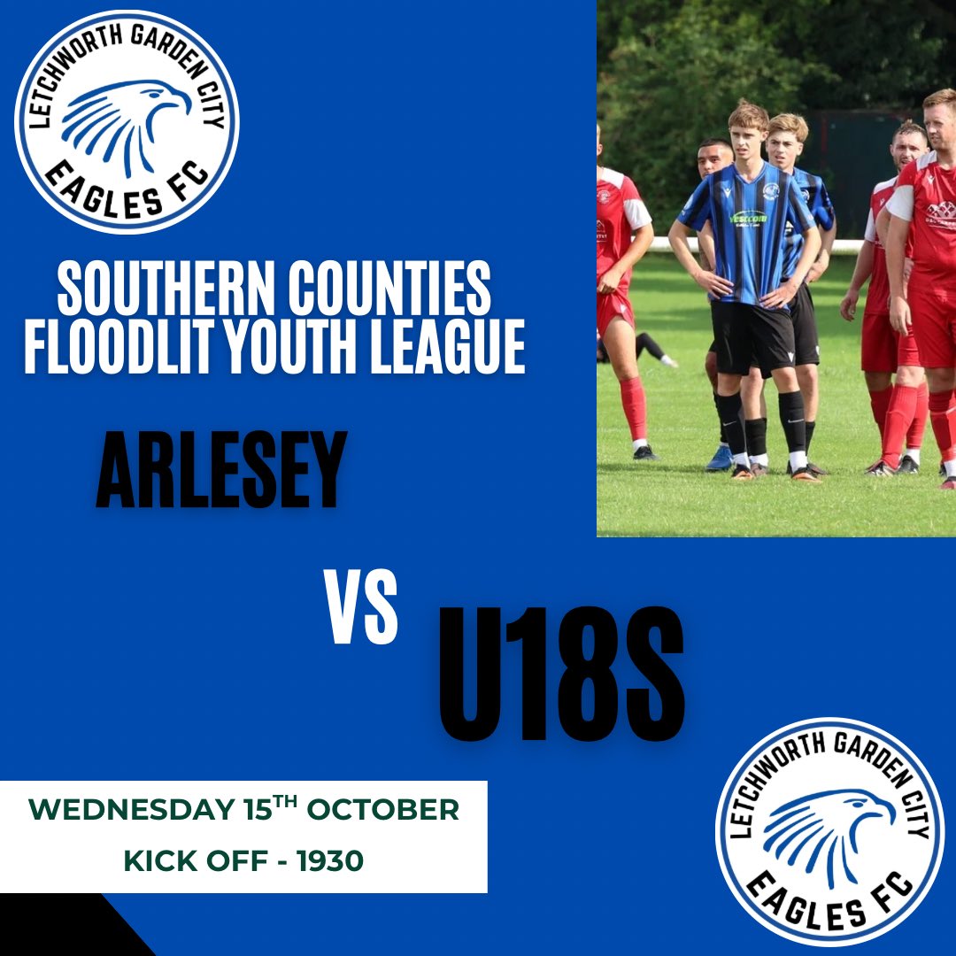 Next up for our U18 floodlit team is a short trip to Bedfordshire, to take on Arlesey. 

They would appreciate the support from you if you can make it. 

🔵⚫️COYE⚫️🔵