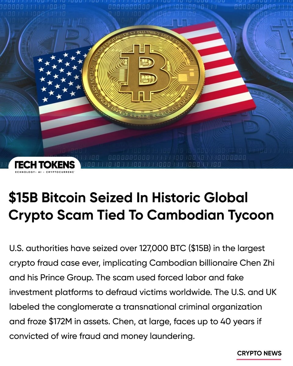 Techtoken_in's tweet image. Biggest crypto fraud ever: $15B in Bitcoin seized, Cambodian tycoon Chen Zhi at the center. Global crackdown begins.

#CryptoFraud #Bitcoin #ChenZhi #CryptoScam #FinancialCrime