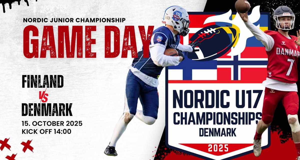 Suomen 🇫🇮 U17-poikien jenkkifutismaajoukkue kohtaa keskiviikkona 🇩🇰 Tanskan PM-turnauksen avausottelussaan. Taistelu finaalipaikasta käynnistyy Suomen aikaa klo 15. Ottelusta on tarjolla suora striimi 🏈

LUE LISÄÄ: jenkkifutis.fi/suomen-u17-nuo…