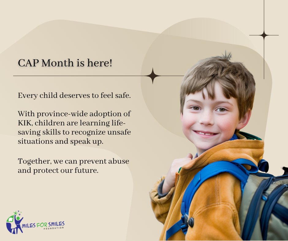 Every child deserves to feel safe. 
With province-wide adoption of
KIK, children are learning life-
saving skills to recognize unsafe
situations and speak up.  <a href="/miles4smilesNL/">M4S</a> #childabusepreventionmonth #bodysafetyNL