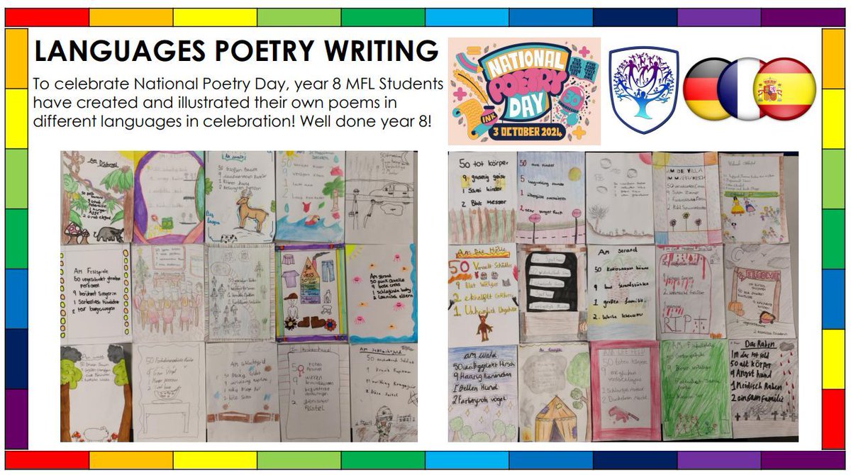 Year 8 Languages create and illustrate their own poems for National Poetry Day.

Great work Year 8!