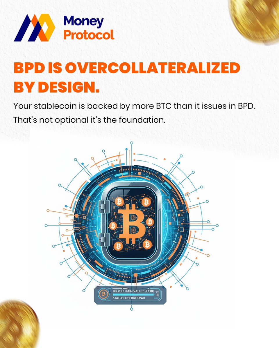 money_protocol's tweet image. BPD isn’t built on hype—it’s built on Bitcoin and hard logic.

✔️ 150%+ BTC collateral
⚙️ Automated peg defense
🔍 Radical transparency

No off-switch. No human overrides. No “oops.” Just resilient design for Bitcoin’s DeFi future.

#BPD #BitcoinInfrastructure #DeFiStability…