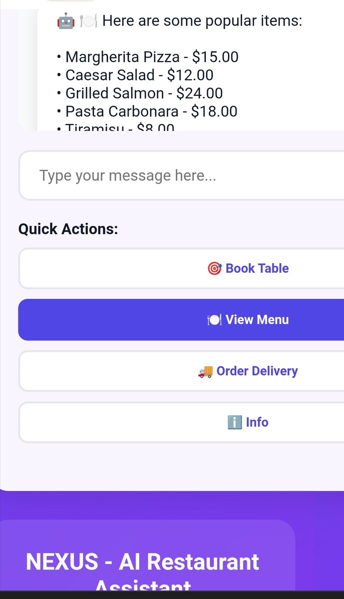 OpeyemiBolatit1's tweet image. Just playing around with UI concepts for my NEXUS . Not adding it though ,just exploring what a visual interface could look like for my AI restaurant assistant.
#AI
#Python
#LangChain
#buildinpublic
#BuildingTheFuture