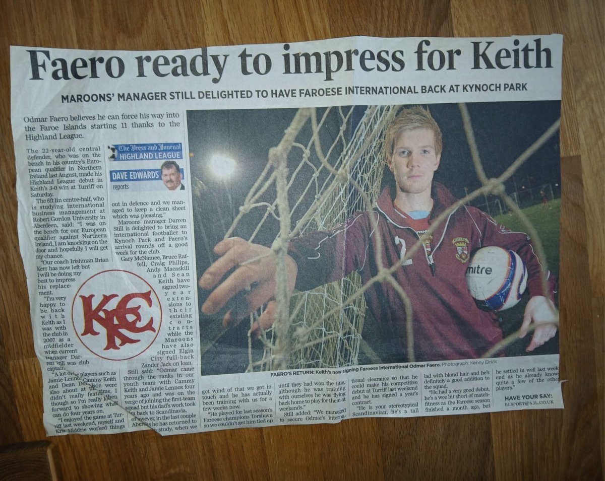 🇫🇴 Former Keith defender Odmar Faero featured for Faroe Islands during their wins against Montenegro and Czechia.

Great to see ex players doing so well in the game. 

#FaroeIslands | #WCQ