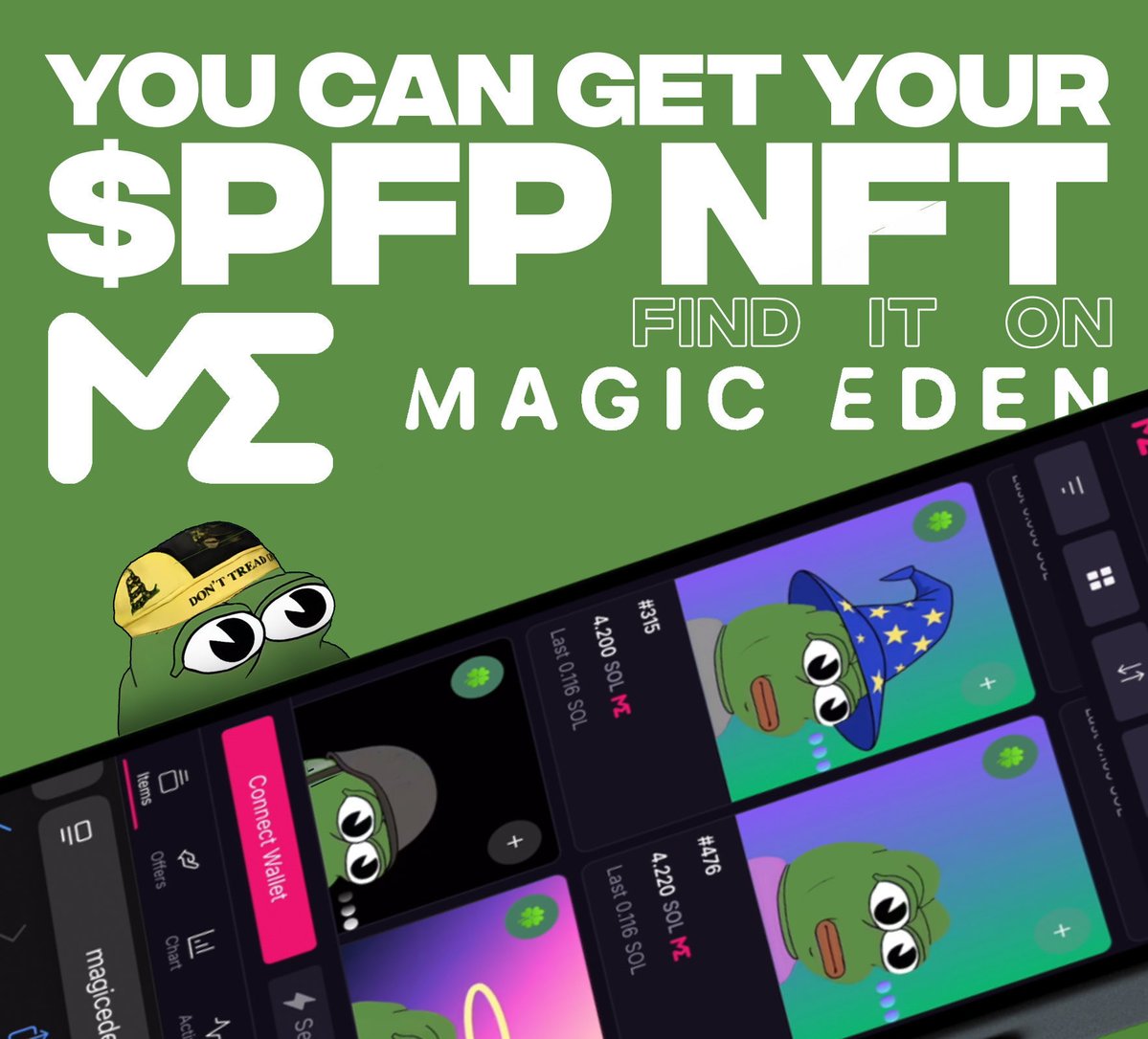 Gm gm 

$pfp green candles will create fomo on the NFT’s …

Grab yours now at these prices or regret later !

Good thing about to happen <a href="/pumpfun_pepe/">Pumpfun Pepe (PFP)</a> 
Grab them on <a href="/MagicEden/">Magic Eden 🪄</a> 
All you need is <a href="/solana/">Solana</a>