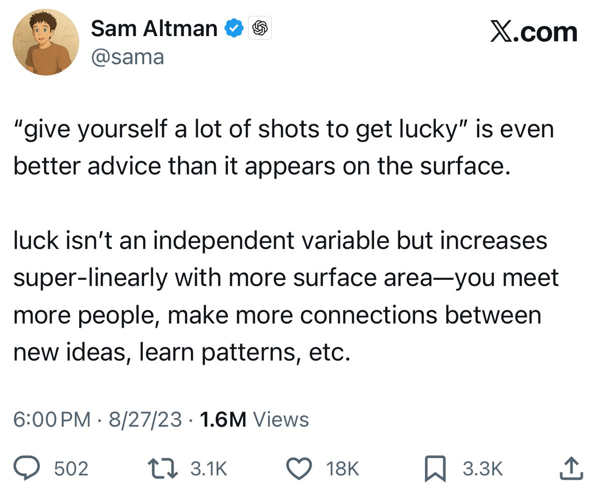 Sam Altman's advice on "how to get lucky":