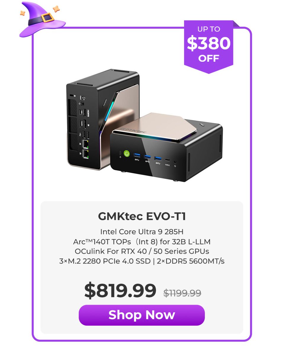 🎃✨ GMKtec Halloween Mega Sale — No Tricks, All Treats! 👻
Spooky Tech Savings: Tricks, Treats &amp; Tech!
🕸️ Oct 7 – Oct 31 | GMKtec Halloween Sale is Live!

💥 Up to $806 OFF on EVO Series!
This Halloween, give your desktop a true “evolution”! ⚡ The EVO Series packs powerful